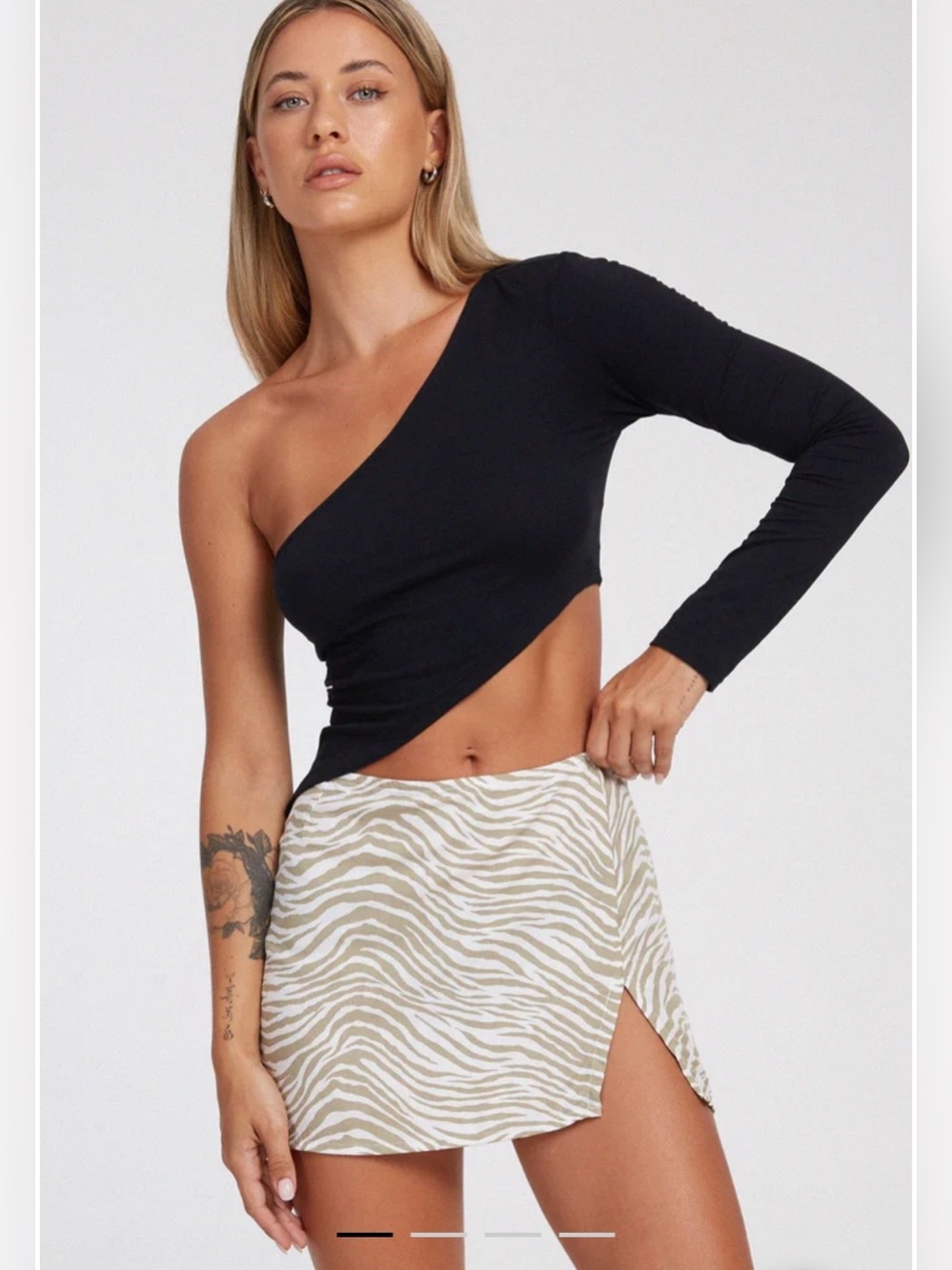 Motel Rocks Shema Mini Skirt in Tonal Zebra Large NWT